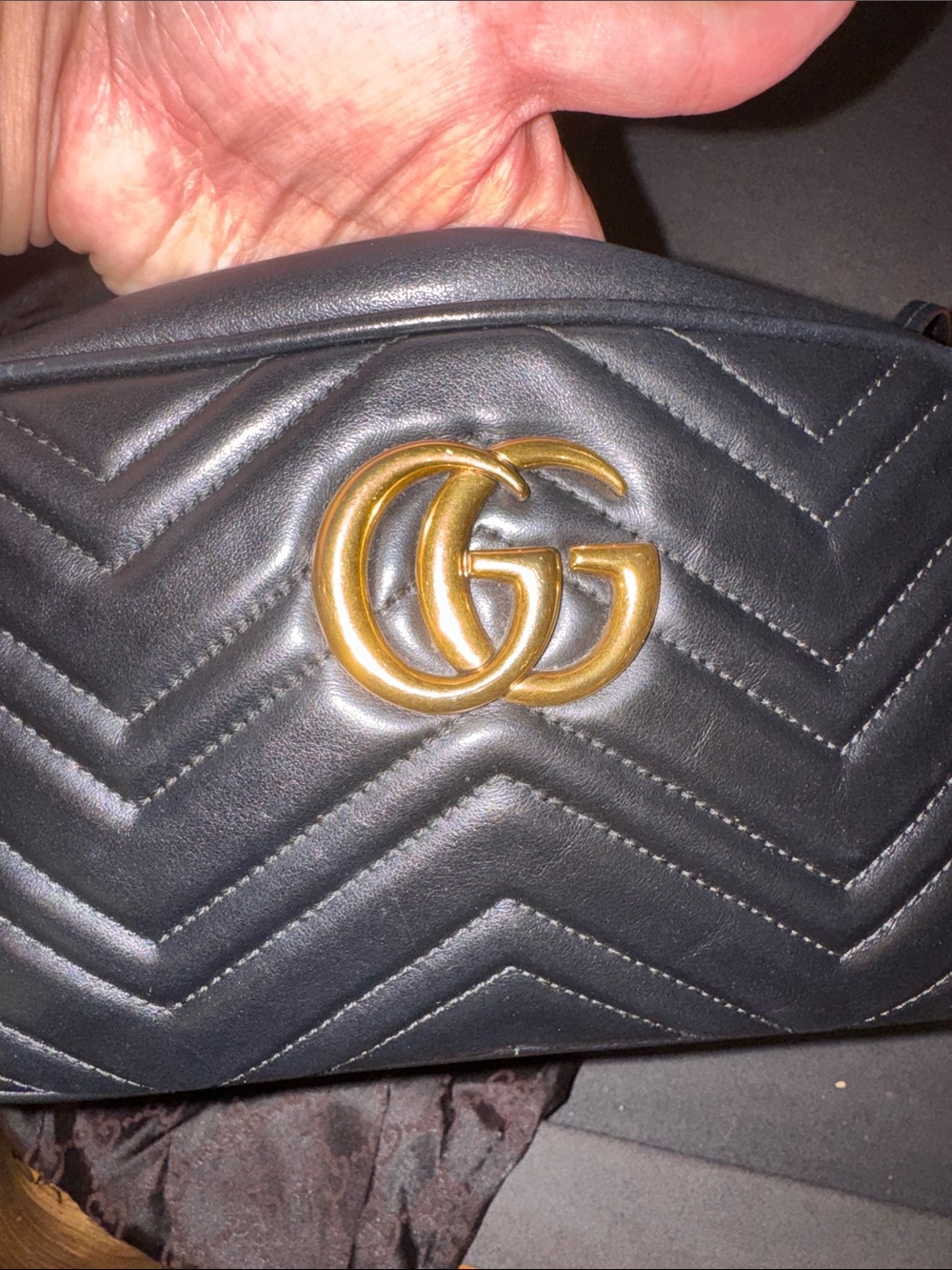 Gucci Black Quilted GG Marmont Camera Crossbody with Gold Hardware - Picture 2 of 8